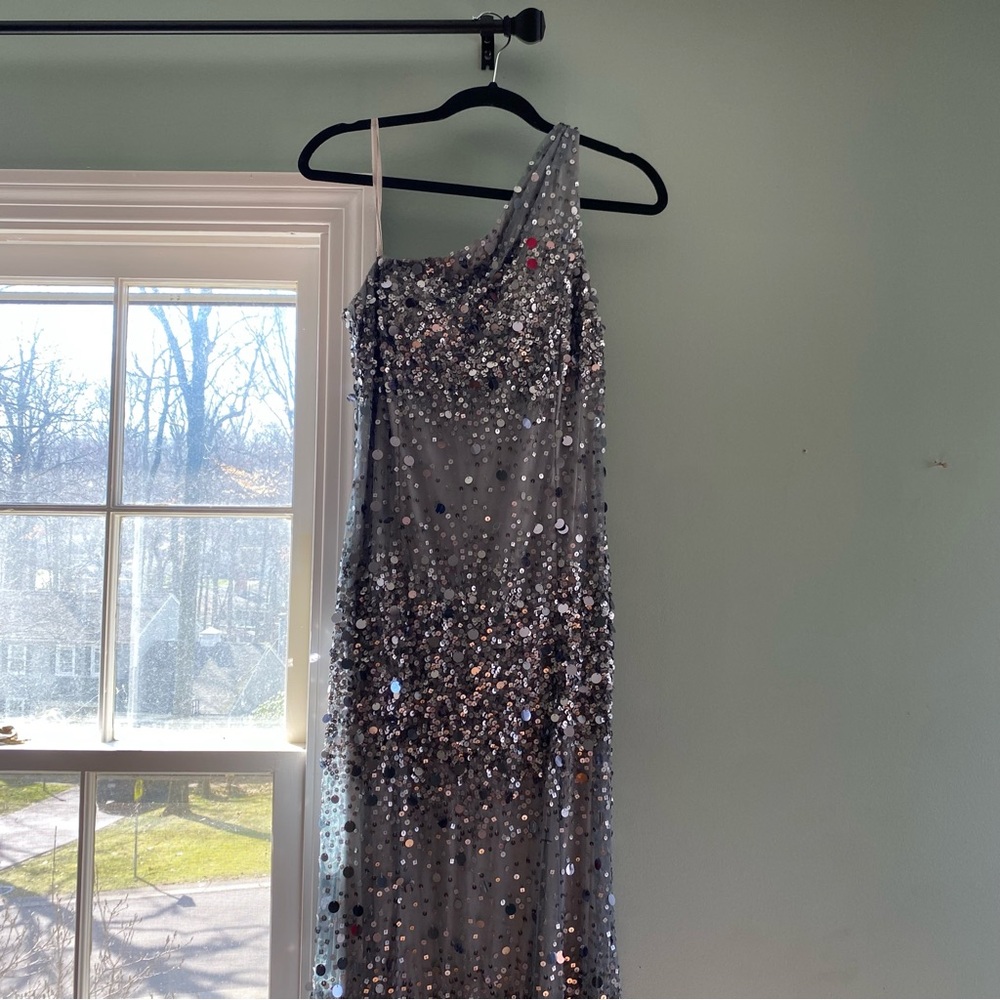 Adrianna Papell Gray Sequin Gown